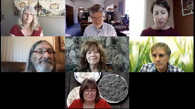 Image of poet/readers on Zoom conference call reading a poem.